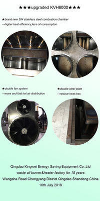 อีโคมิตรน้ํามันเสียที่เผาร้อน KV 6000 พัดลมคู่ การบริโภคที่ต่ํา